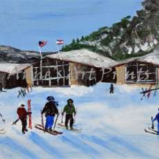 Mount Tom Ski Lodge - 8 X 10 Acrylic on Canvas