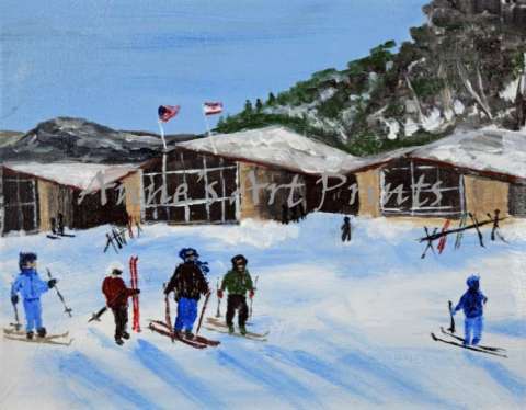 Mount Tom Ski Lodge - 8 X 10 Acrylic on Canvas