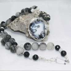 Sterling Silver Wire Wrapped Agate With Dendrites Necklace