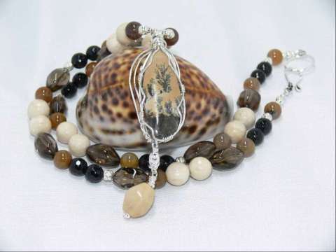 Sterling Silver Wire Wrapped Agate in Browns