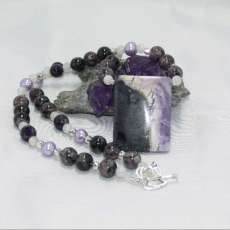 Purple Stone and Freshwater Pearl Necklace