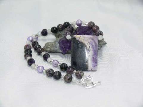 Purple Stone and Freshwater Pearl Necklace
