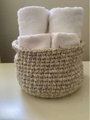 Handmade Wool Basket With Handles.