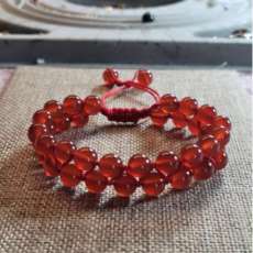 Apple Red Carnelian Double Drawstring Bracelet