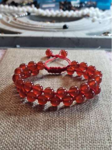 Apple Red Carnelian Double Drawstring Bracelet