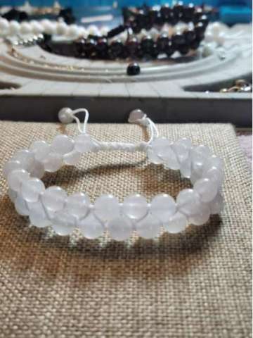 Icy White Jade Double Drawstring Bracelet