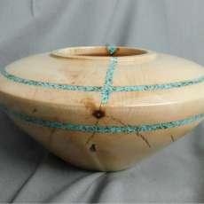 Vessel From Salvaged Maple With Turquoise Inlay