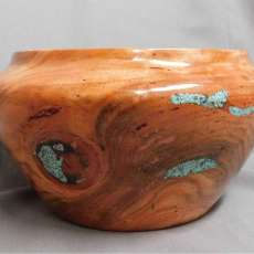 Bowl From Salvaged Red Elm and Turquoise