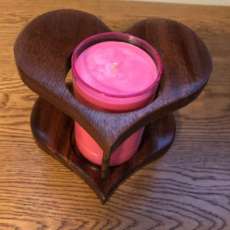 Walnut Heart Candle Holder