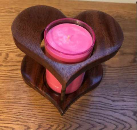 Walnut Heart Candle Holder