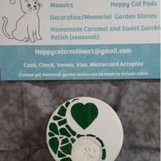 Green Memorial Stone With Clay Paw Print
