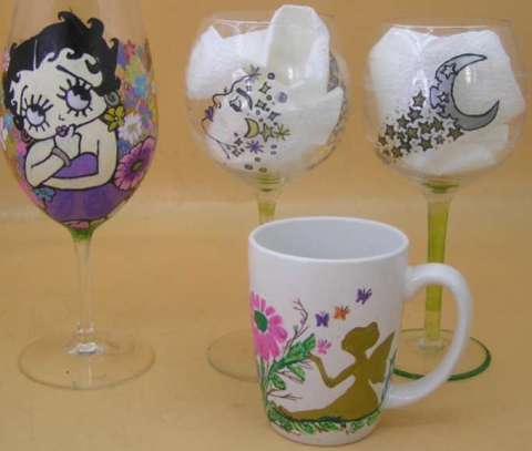 Hand Painted Cocktail Glasses and Mugs