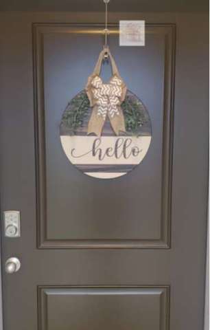 Hello Wooden Front Door Hanger