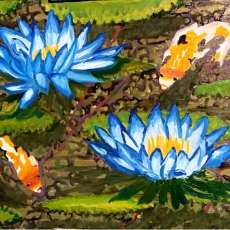 Blue Lotus & Koi”