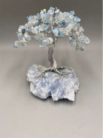 Aquamarine Leaves on Blue Calcite Base