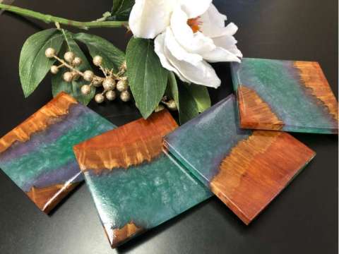 Exotic Wood Burl and Resin Custom Coasters