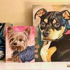 Assortment of Pet Portrait Paintings