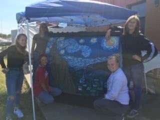 Kingston High School Students Painting Our Trash Dumpsters