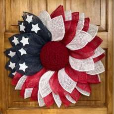 Red,White and Blue Flower Wreath