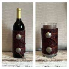 Red Leather Wine/Candle Wrap