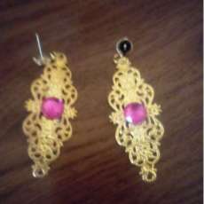 Fushia Oblong Filigree Earrings