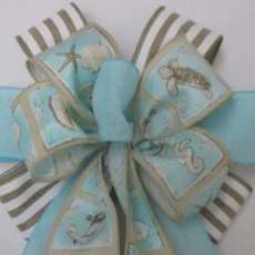 Sand and Sea Wreath Bow 10 in - Beach Bow Decor