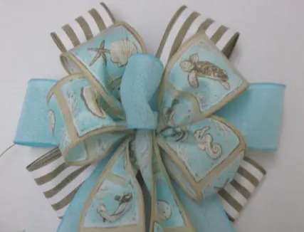 Sand and Sea Wreath Bow 10 in - Beach Bow Decor