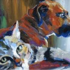 Dog and Cat - Commissioned Oil Pet Portrait