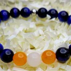 Blue Tigers Eye/Orange Agate/White Jade