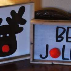 Be Jolly/Rudolph Holiday Decor With Reclaimed Wood Frame