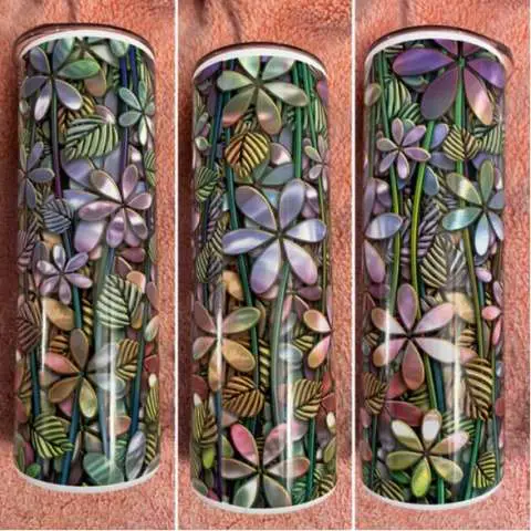 3d Stained Glass Flowers 20oz Tumbler