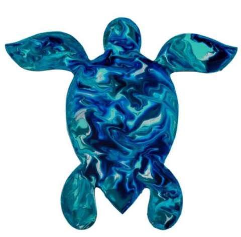 Pirate's Treasure Resin Art Turtle Blue