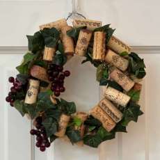 Wine Cork Wreath With Ivy and Grapes