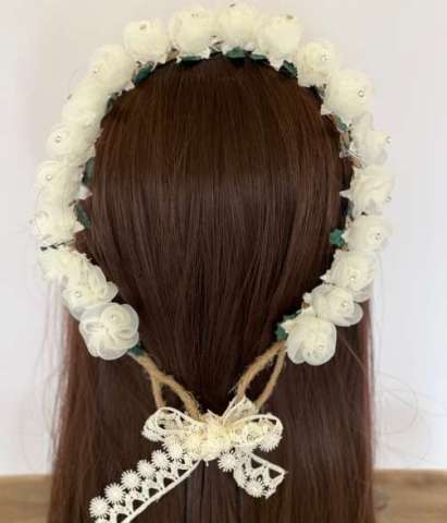 Flower Crown With White Tulle Roses
