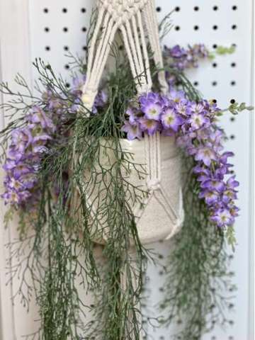 Purple Wisteria & Sea Grass Hanging Planter