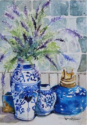 Lavender and Blue Vase