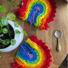 Rainbow Crochet Coasters