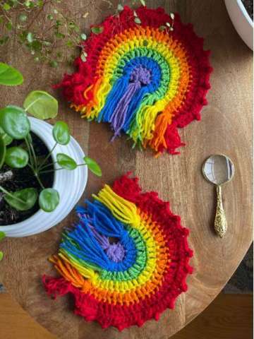 Rainbow Crochet Coasters