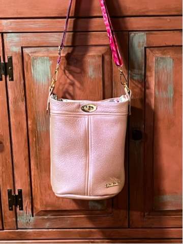 Pink Iridescent Leather Bucket Bag