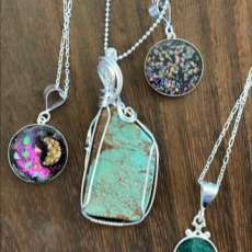 Turquoise and Fire Opals in Sterling Silver