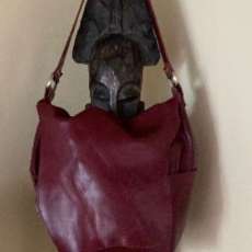 Cherry Red Leather Hobo Bag