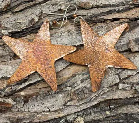 Recycled Copper Star Earrings