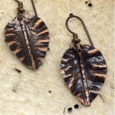 Recycled Copper Leaf Earrings