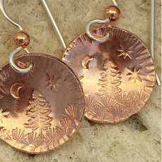 Copper Tree Scene Earrings