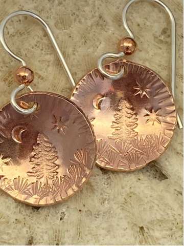 Copper Tree Scene Earrings