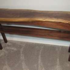 Live Edge Hall Or Sofa Table With Shelves