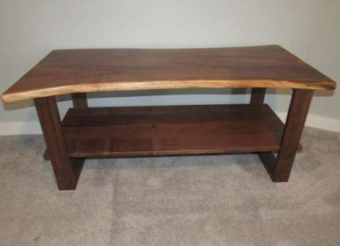 Live Edge Coffee Table With Full Shelf