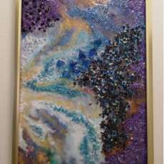 Geode Rock Flow 31 X 19 in Gold Frame