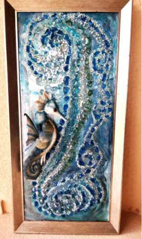 Seahorse Tidepool 42 X 20 in Silver Frame