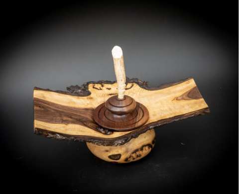 Walnut Live Edge Box With Antler Finial